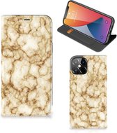 Smartphone Hoesje iPhone 12 Pro Max Book Cover Marmer Goud