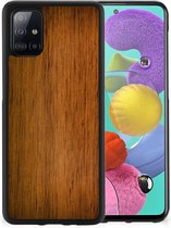 Leuk Case Super als Vaderdag Cadeaus Geschikt voor Samsung Galaxy A51 Smartphone Hoesje met Zwarte rand Donker Hout