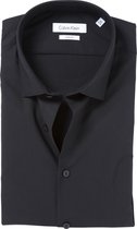 Calvin Klein slim fit overhemd - 2-ply stretch - black - Strijkvriendelijk - Boordmaat: 42