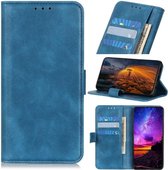 Huawei P40 E Litchi Grain Portemonnee Hoesje Blauw