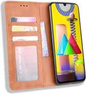 Samsung Galaxy M31 Retro Stijl Kunstleren Portemonnee Hoesje Bruin