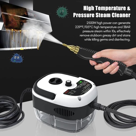 CS® - Stoomreiniger - 2500w - 105 °C - Stoomapparaat Kleding & Badkamer & Keuken - Zetelreiniger - Kledingstomer - Handstoomreiniger - Handstomer - Tapijtreiniger - Reinigingsmachine Vloer - Vlekkenreiniger - Meubelreiniger - Bankreiniger Machine