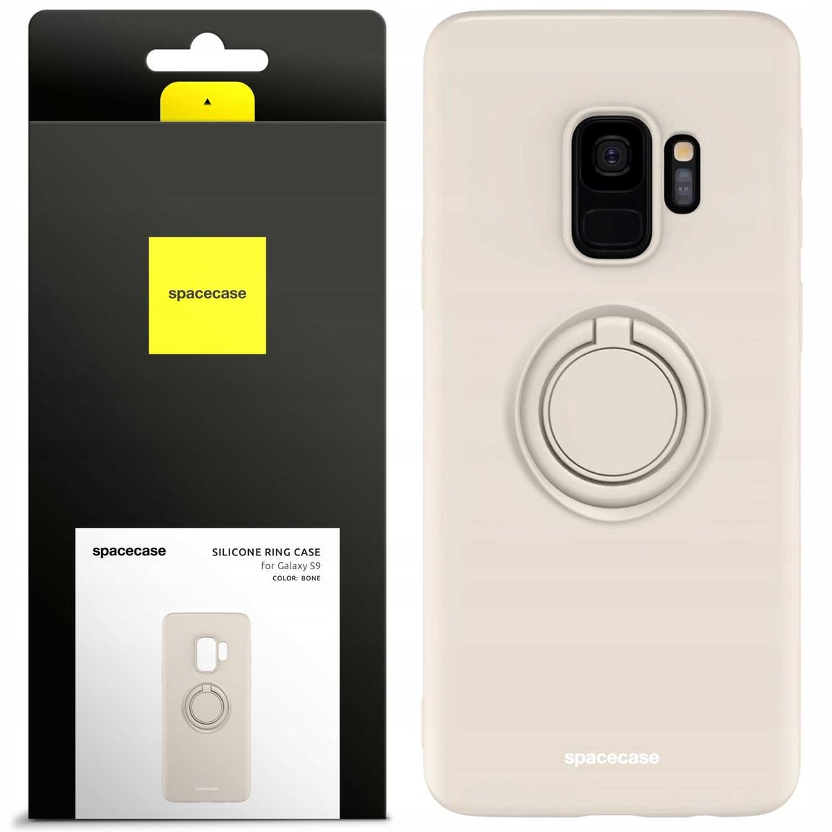 Spacecase Siliconen Hoesje Ring Galaxy S9 Bone Telefoonhoes