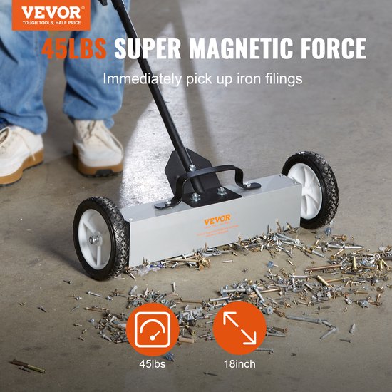 VEVOR Magnetische Bezem Magnetische Veegmachine 77-113 cm, Magnetische Veegmachine Magnetische Magnetische Bezem Magnetische Bezem Magnetische Lifter 20.4 kg Magnetische Kracht Magnetische Spanenverzamelaar Vloerveger Veegmachine van VEVOR — afbeelding 5