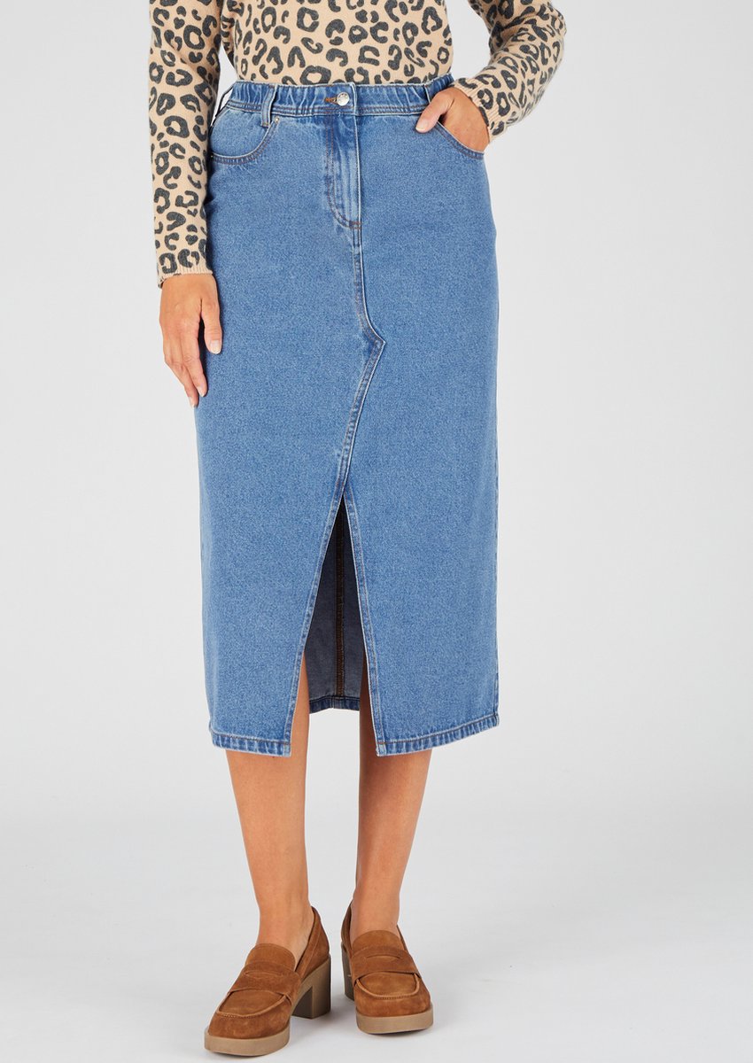 Damart - Lange spijkerrok - Dames - Blauw - 50