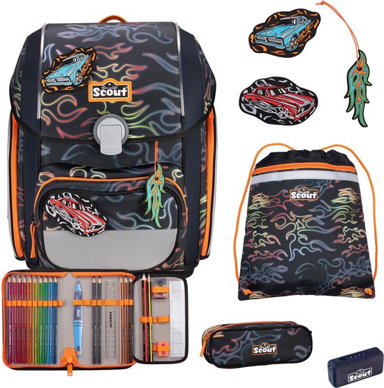 LÄSSIG 7-delige schooltas set kinder/schoolset Boxy unieke speckles