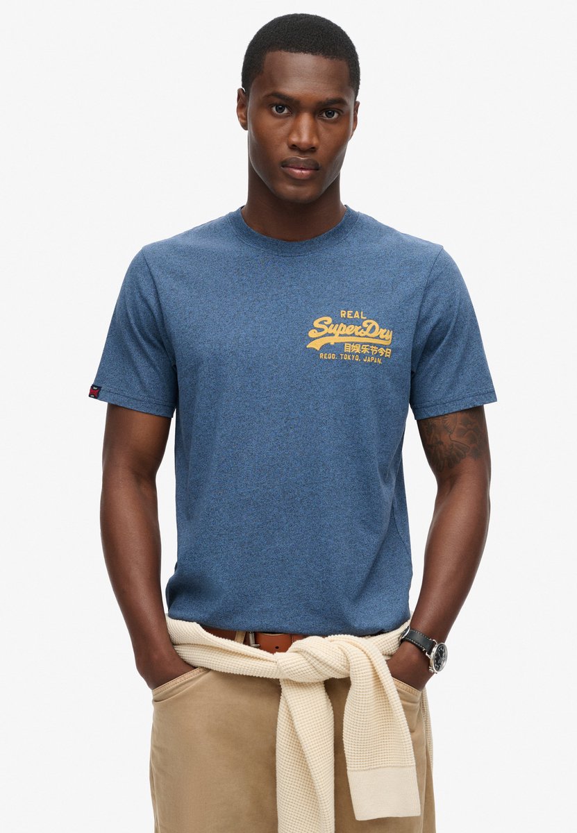Superdry Klassiek T-shirt met vintage logo Heren T-shirts Marineblauw