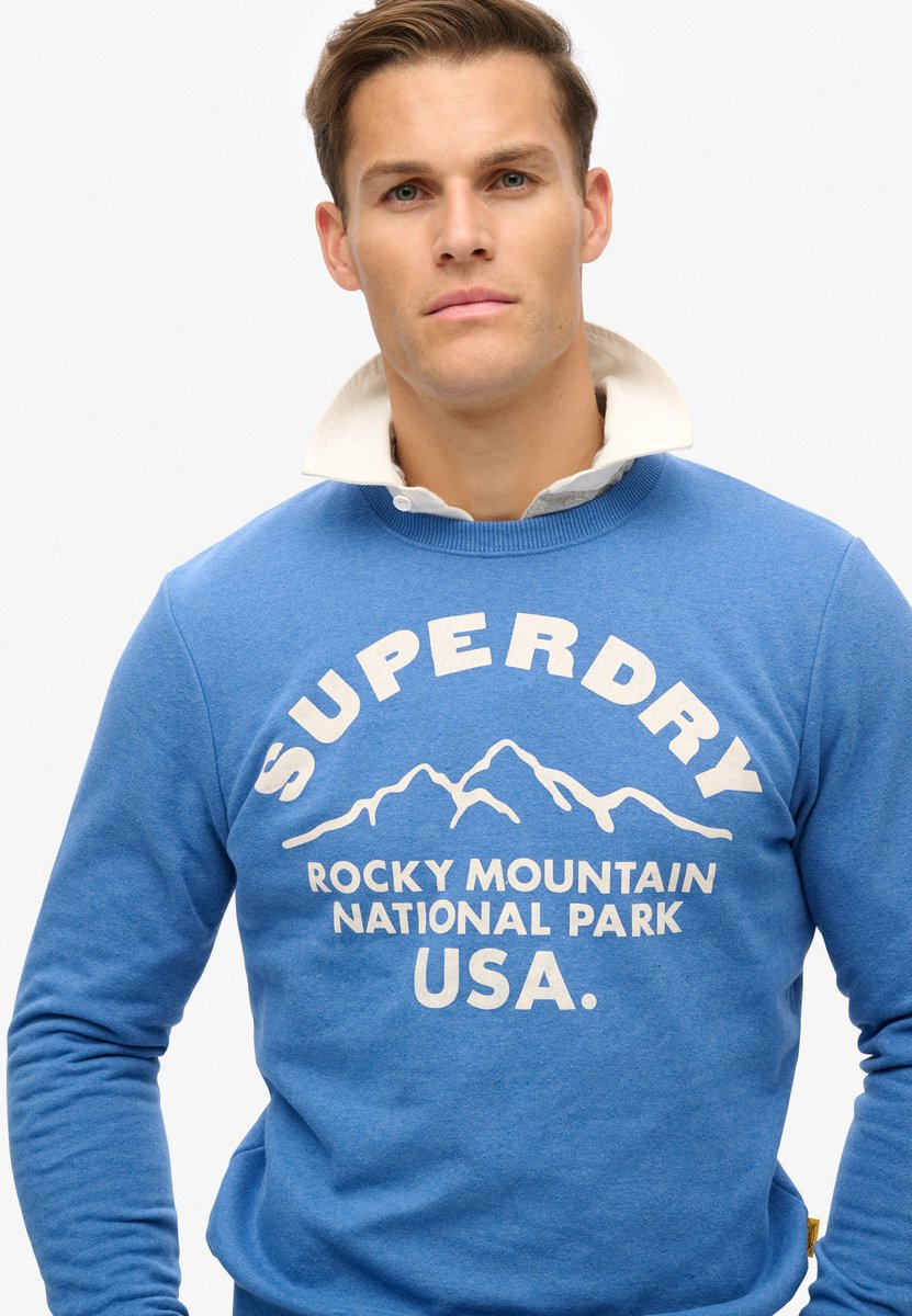 Superdry Trui Lo Fi Outdoors Graphic Crew M2013716a Jxn Ocean Marl Mannen Blauw