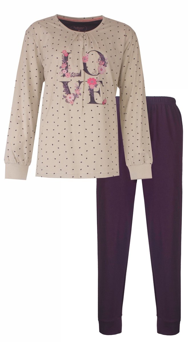Tenderness Dames Pyjama - Lange Mouwen - Beige