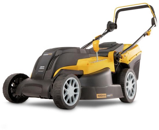 Powerplus POWXG6281 elektrische grasmaaier - 2000 W, 420 mm Ø grasmachine, tuintoestel, met grasopvangsysteem, mulchen en achteruitworp