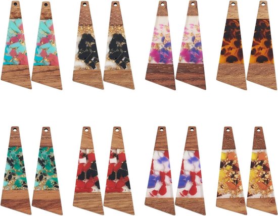 OLYCRAFT Houten en hars oorhangers, Eén maat, Hout Hars