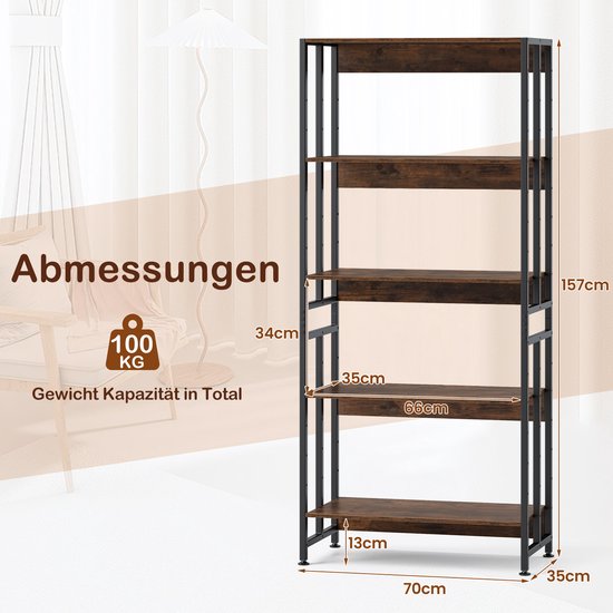 COSTWAY Boekenkast met 3 niveaus, staand rek met verstelbare planken en metalen frame, opbergrek voor woonkamer, keuken, werkkamer, 70 x 35 x 81 cm (grijs COSTWAY Boekenkast met 3 niveaus, staand rek met verstelbare planken en metalen frame, opbergrek voor woonkamer, keuken, werkkamer, 70 x 35 x 81 cm (grijs