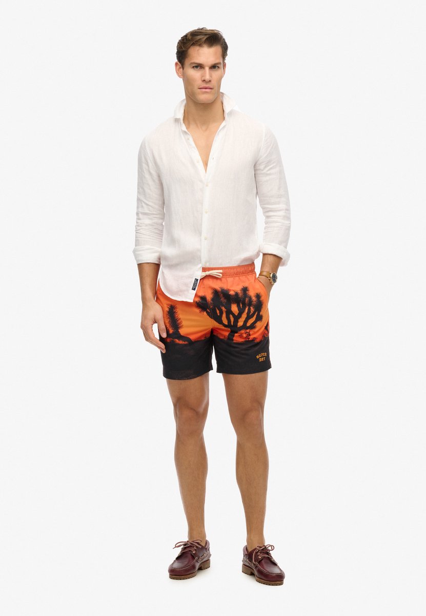 Superdry Gerecyclede zwemshort met fotoprint 43 cm Heren Zwembroeken Oranje