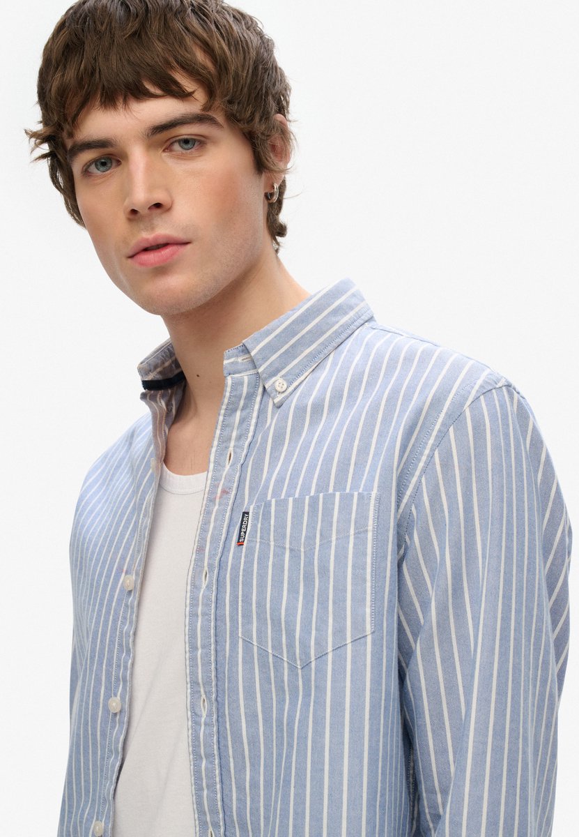 Superdry Essentials Oxford-overhemd met lange mouwen Heren Lange mouwen shirts Marineblauw