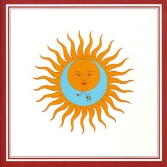 Gouden zon met gezicht en blauwe halve maan met gezicht op witte achtergrond.