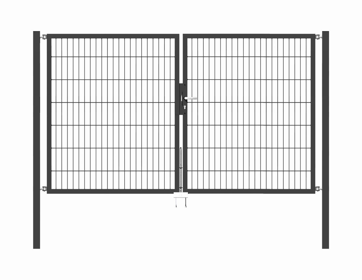 Alberts 648541 Dubbele poort Flexo met toebehoren, antraciet, breedte 250 cm, hoogte 140 cm