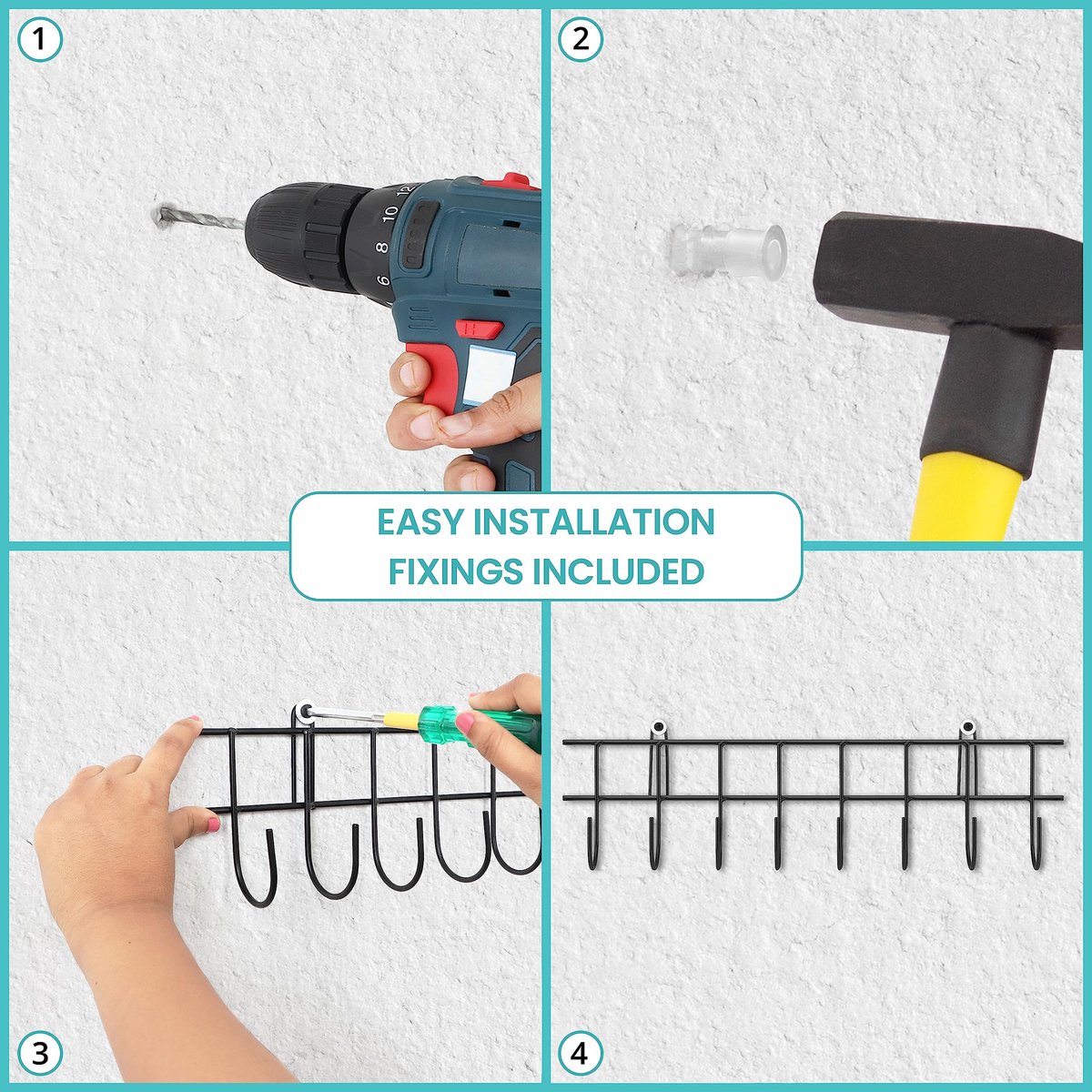 Support Mural Pour Outils De Jardin, Pelle De Garage Et Râteau, Crochets Utilitaires, Cintres Pour Outils De Jardin, Support De Rangement Mural Pour Pelle, Râteau, Balai, Pelle