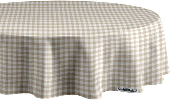 Nappe ronde Petit Diamant Sable Ø138cm - Nappe lavable - Plastique