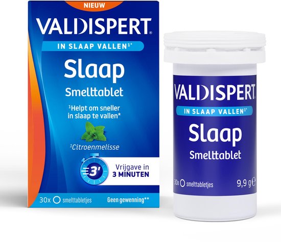 Valdispert Slaap Smelttablet - Citroenmelisse helpt om sneller in slaap te vallen* - Vrijgave in 3 minuten - 30 smelttabletjes