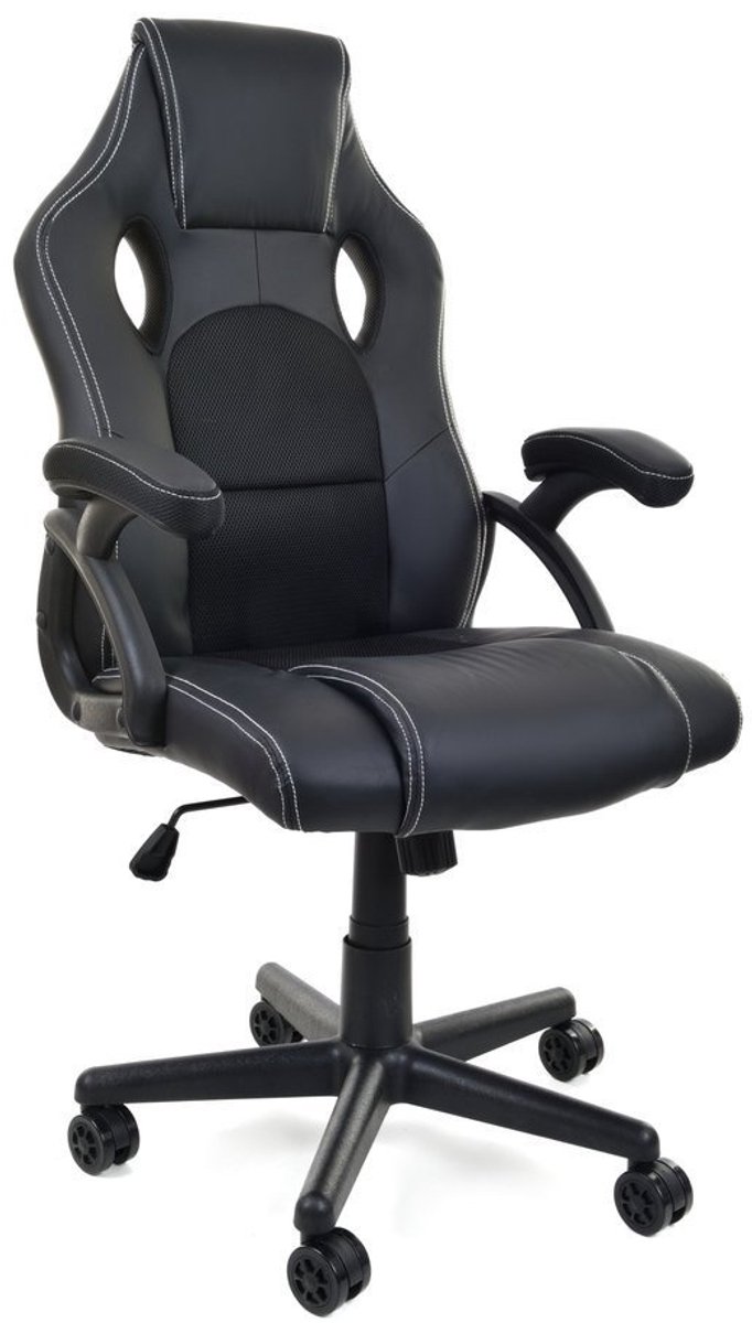 Racer PRO - Gamestoel - Bureaustoel - ECO-leer & Textiel - Zwart - Sportieve look