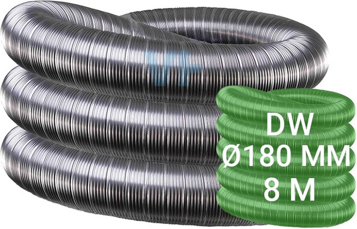 Rvs Flex Buis | Ø180 mm | 8 meter Dubbelwandig