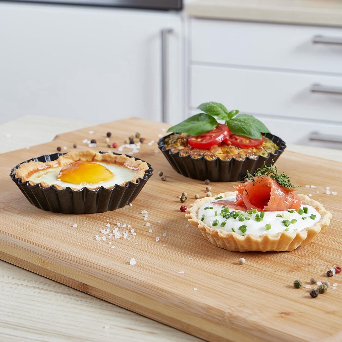 16 stuks tarteletvormpjes, herbruikbare mini-taartvormpjes, 7,5 x 4 x 2