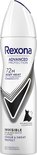 Rexona Advanced Protection 'Invisible' deodorant met zwarte en witte accenten, 72h body heat activated.