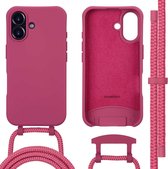 imoshion Coque adaptée pour iPhone 16 avec cordon - Coque arrière couleur imoshion avec cordon amovible adaptée pour MagSafe - rouge