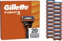 Gillette Fusion5 scheermesjes: houder met één scheermesje en 20 losse scheermesjes. Oranje en blauw.