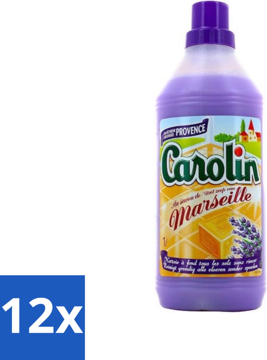 12 x Carolin - Marseille Provence - Vloerreinigingsmiddel - Tegelreiniger - 1 L - Vloerreiniger - Tegelreiniger - Marseille Zeep - Provence Geur - Vloeren Schoonmaken