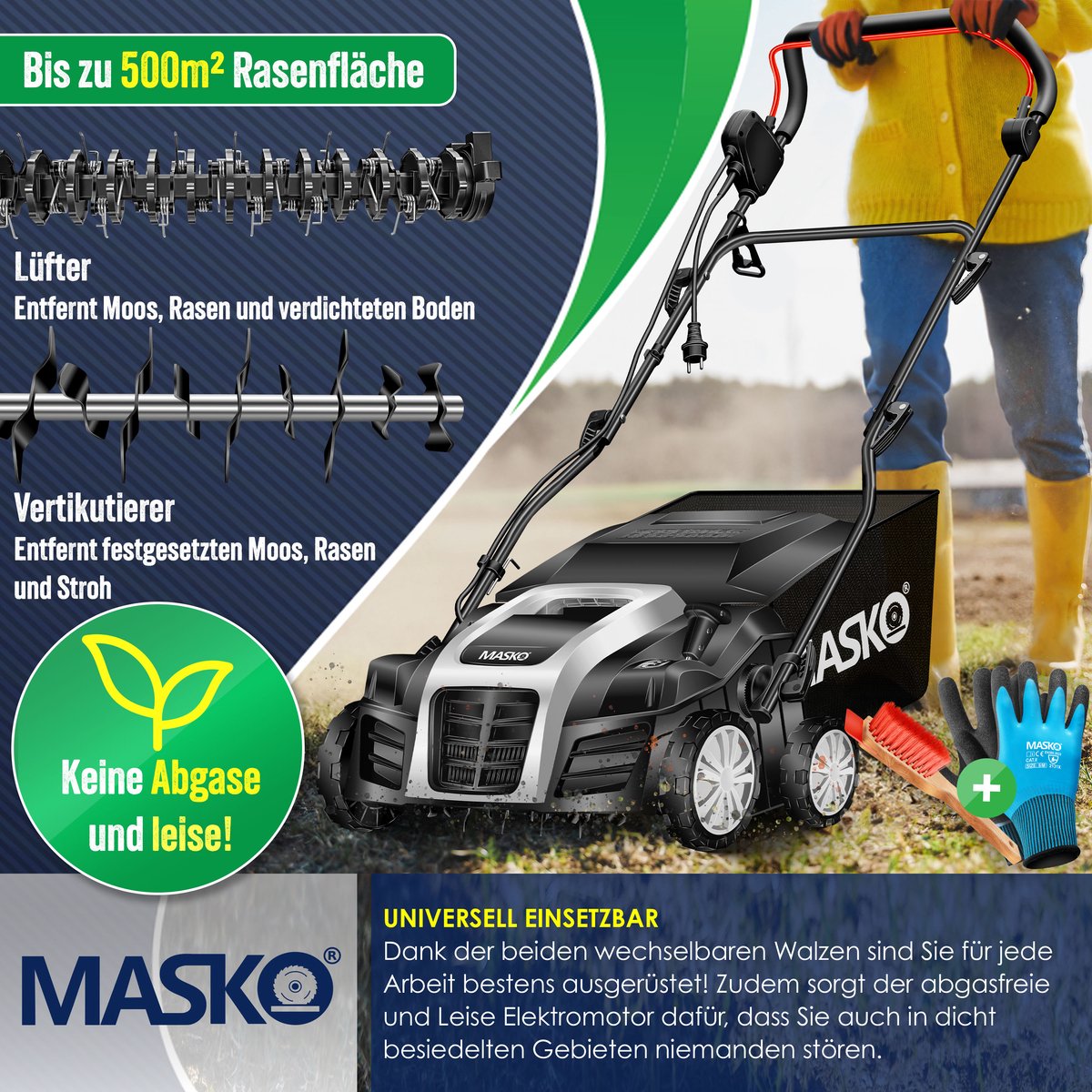 MASKO® Verticuteermachine 1800W 40cm thumbnail 6