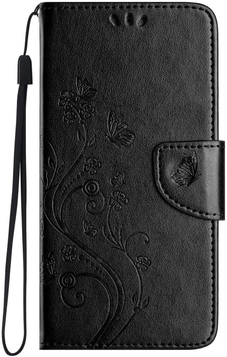 Mobigear Telefoonhoesje geschikt voor Samsung Galaxy A56 Hoesje | Mobigear Flowers Bookcase Portemonnee | Pasjeshouder voor 2 Pasjes | Telefoonhoesje voor Pinpas / OV Kaart / Rijbewijs - Zwart