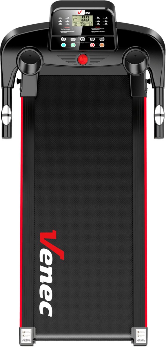 Afbeelding 2 van Venec Sprint Pro - Elektrische loopband inklapbaar met armleuningen - 1-12 km/u - LCD disyplay met 12 programma's - Hellingsfunctie - Incl. Flessen / Tablethouder - Bluetooth met speakers - Walkingpa