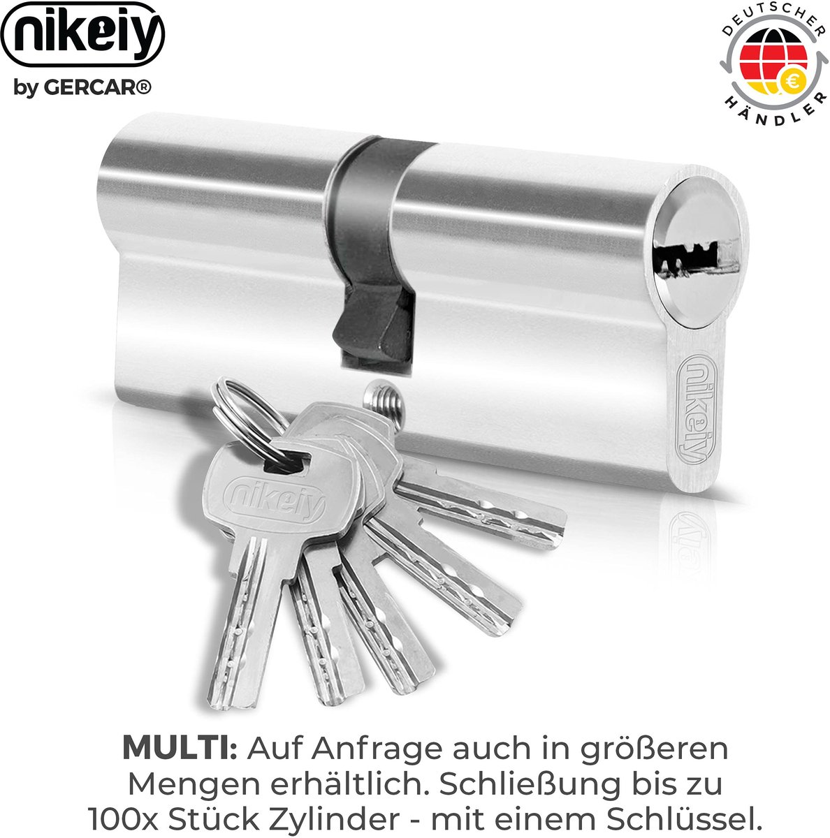 GERCAR Sluitcilinder 35/35 profielcilinder set van 2 gelijksluitend cilinderslot dubbele cilinder deurslot - incl. 10 sleutels - lengte: 70 mm, A: 35 B: 35 - set van 2