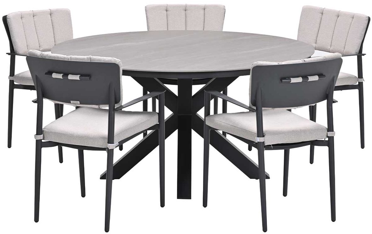 Garden Impressions Dane tuinset 6-delig - Duuk tuintafel Ø150 cm