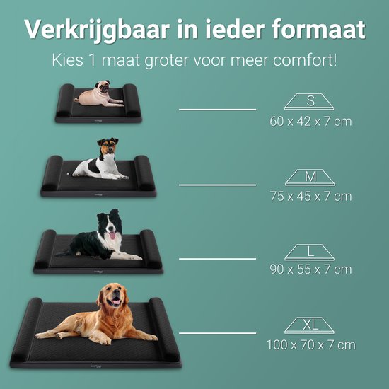CozySense® – Coussin pour chien – Coussin orthopédique pour chien – 75 x 45 Cm – Taille M – Imperméable – Comfort ergonomique et soutien des articulations – Convient comme coussin de banc et lit pour chien – Zwart
