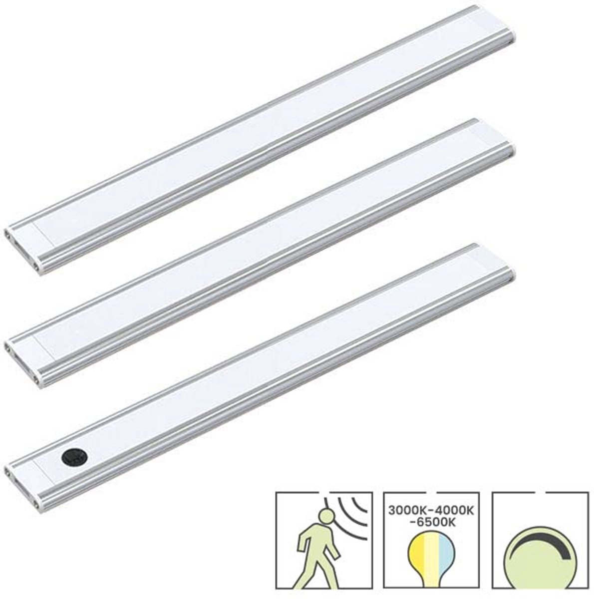 Lybardo - Kastverlichting - 3 strips 30cm - 3W dimbaar - CCT - Keukenverlichting Onderbouw LED