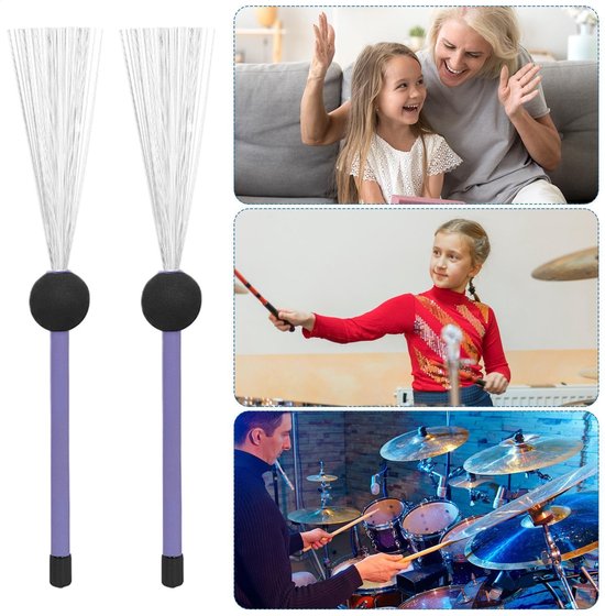 Retractable Drum Wire Brushes White Nylon Drum Brushes Rods Drum Brushes 4 Pair | UK