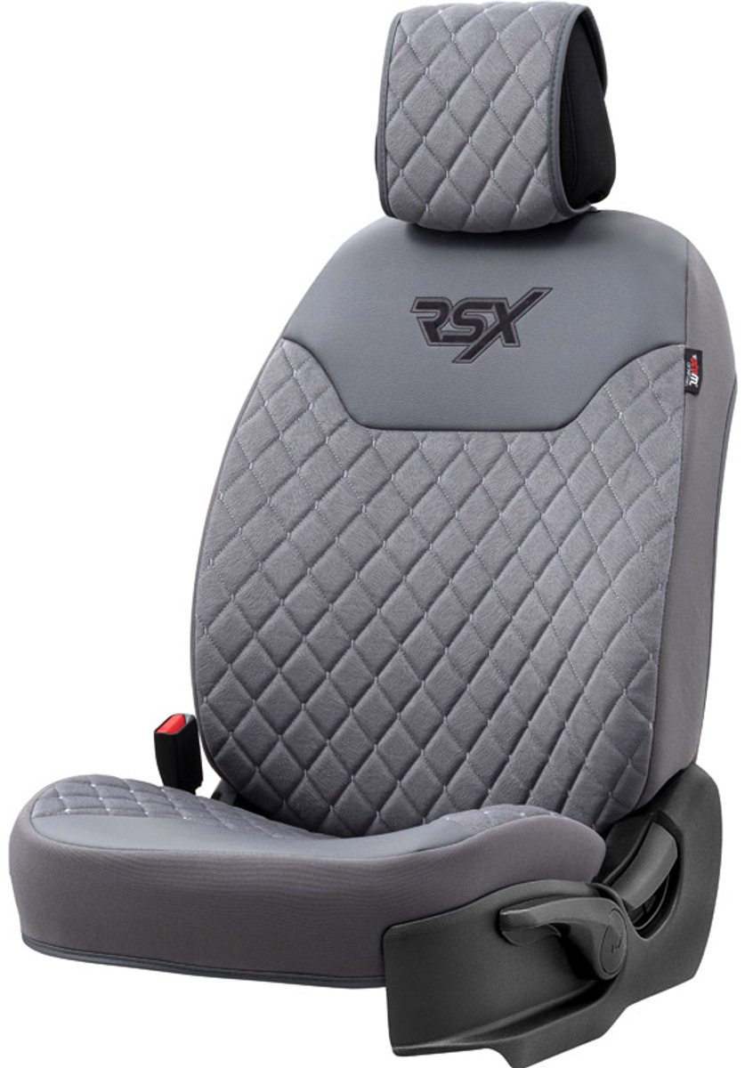 Stoelbeschermer RSX Diamond grijs met grijs stiksel (eenvoudige montage) - luxe suede met kunstleer
