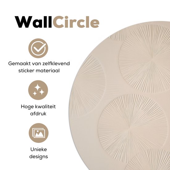 WallCircle® - Cercle de papier peint 50x50 cm - Stickers muraux Japandi - Beige - Moderne - Cercle mural salon - Cercle mural chambre - Décoration de chambre autocollante - Accessoires de Décoration murale