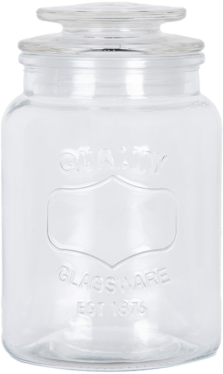 Clayre & Eef Voorraadpot Ø 11x18 cm Transparant Glas