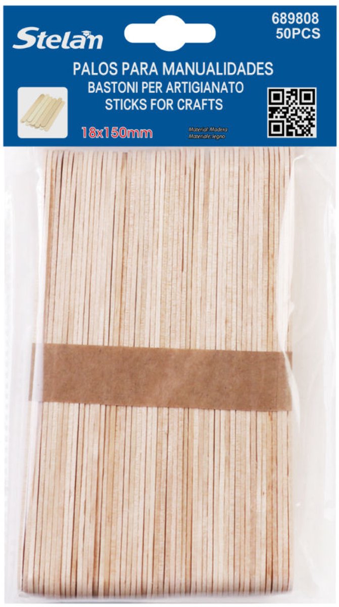 Decopatent - 50 Stuks houten Knutselhoutjes - IJsstokjes - IJslollystokjes - Afm 15 x 1.8 Cm - Lollystokjes - Stelam Knutselstokjes - Knutselen - Knutselpakket - Creatief kinderen - Houten hobbymaterialen - Kleur: Naturel