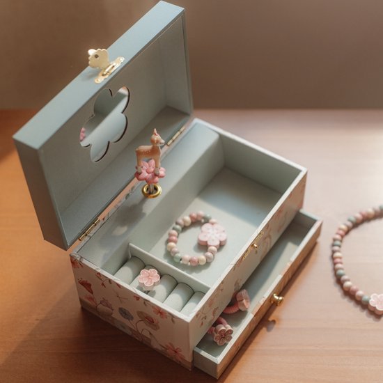 Little Dutch juwelenkistje met muziek - Forest Friends - met hertje figuur - met speciaal vak voor ringetjes en extra lade - decoratief van Little Dutch — afbeelding 3