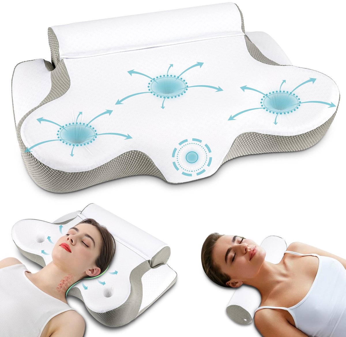 Unyqoos ® Ergonomisch Traagschuim Kussen voor Optimale Slaapondersteuning in Diverse Houdingen wit