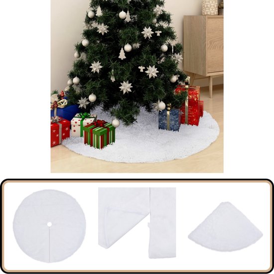vidaXL Kerstboomrok - Kunstvacht - 90 cm - Wit Kerstboomrok - Kerstversiering - Kerstcadeau - Kerstboom Accessoires - Witte Kerstboomrok
