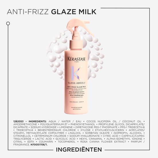 Kérastase Gloss Absolu Anti-Frizz Glaze Milk - Hydraterende Leave-In Haarspray die Beschermt tegen Hitte voor Lang, Pluizig Haar - 190ml