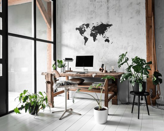 MiMi Innovations Carte du Wereldkaart en Bois de Luxe - Décoration Décoration murale - Véritable Puzzle avec Noms de Pays - 150x90 cm/59.1x35.4 pouces - Zwart