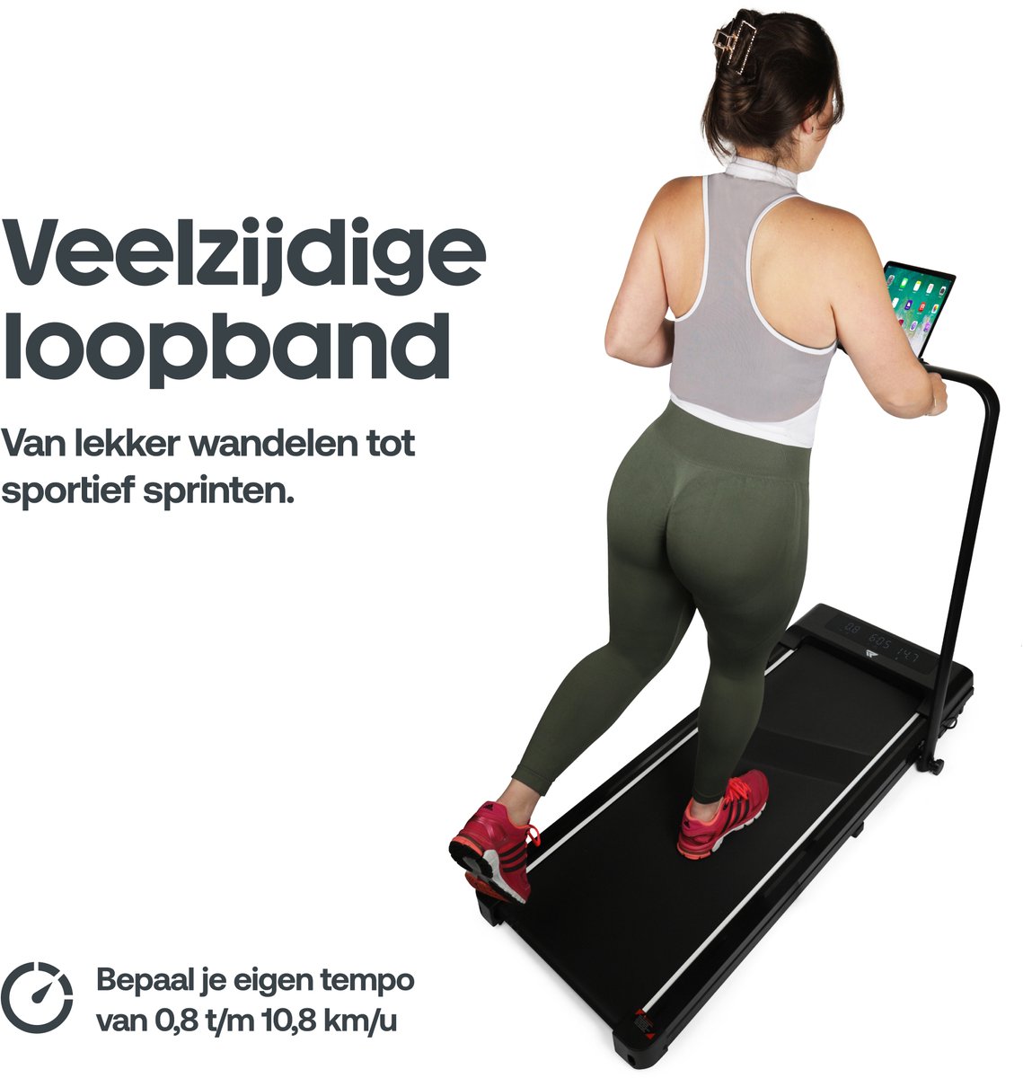 Afbeelding 2 van Rockerz Loopband - Inklapbaar - 1-10.8km/u - Wandelband onder bureau - Walking Pad - Opvouwbare Loopband - Treadmill - Zwart