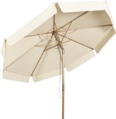 COSTWAY Parasol 300 cm, tuinscherm van hout, uv-bescherming, aan beide zijden 30° knikbaar, terrasparasol, marktscherm voor tuin, balkon, terras