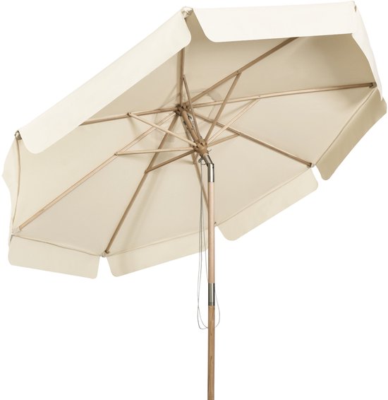 COSTWAY Parasol 300 cm, tuinscherm van hout, uv-bescherming, aan beide zijden 30° knikbaar, terrasparasol, marktscherm voor tuin, balkon, terras